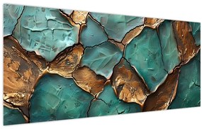 Tablou - Pictură verde-auriu (120x50 cm)