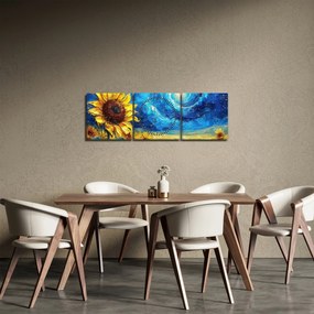 Tablou - Pictura floarea-soarelui (cu ceas) (90x30 cm)