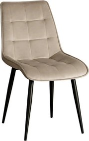 Scaun RON, bej inchis/negru, stofa catifelata/metal, 48x62x87 cm