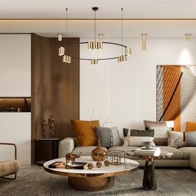 Lustră pe cablu GENESIS 15xGU10/8W/230V auriu