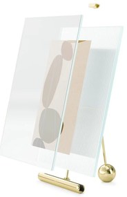 Ramă foto aurie cu picior de susținere din sticlă 19x23 cm Flute – Umbra