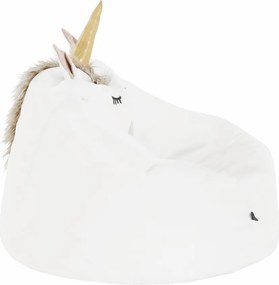 Fotoliu tip sac unicorn, alb, INOROG