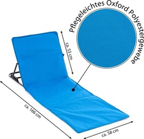 Saltea de plajă reglabilă cu spătar, albastră, 2 bucăți