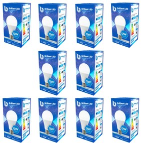 Set 10 Buc - Bec Brilliant LED, 12W (100W), 960lm, lumina rece 6500k, 175-265V, E27 Lumina rece - 6500K, 10 buc