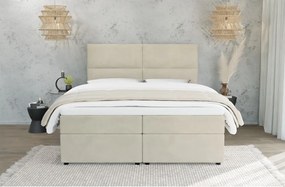 Pat boxspring bej cu spațiu de depozitare 160x200 cm Rico – Ropez