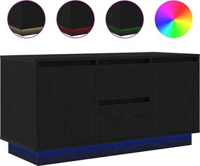 vidaXL Dulap TV cu lumini LED Stejar negru 100x41x50 cm