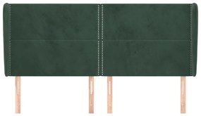 Tablie pat cu aripioare verde inchis 163x23x118 128 cm catifea 1, Verde inchis, 163 x 23 x 118 128 cm