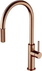 Baterie bucatarie cu dus extractibil Omnires Switch cu sistem filtrare apa finisaj cupru periat
