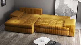 Colțar extensibil dumonde cu ladă de depozitare si sezut confortabil din spuma high-density, Leonardo Ambience Mustar 260x185 cm