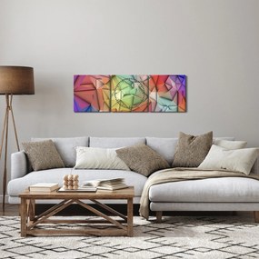 Tablou - Abstracția poligonală (cu ceas) (90x30 cm)
