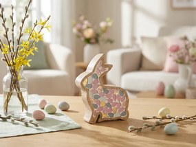 Iepuras de Paste din lemn MOSAIC BUN 15 cm, colorat