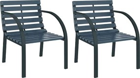 vidaXL Scaune de grădină, 2 buc., gri, lemn
