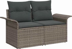 vidaXL Set de canapele pentru grădină cu pernă 6 pcs Gri Rattan poli