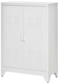 HOMCOM Dulap de birou cu 3 niveluri dulap de depozitare metalic pentru birou 2 uși rafturi reglabile 75 x 33 x 110 cm alb | Aosom Romania