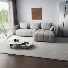 Colțar extensibil dumonde cu ladă de depozitare si sezut confortabil din spuma high-density, Malta Euphoria Dove 235x185 cm