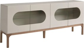 Bufet design modern cu iluminare interioara Gray and Walnut