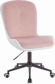 HR690K Scaun Velvet&amp;soft Piele Pu Roz Pudră/Alb Bază Neagră