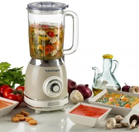 Blender Ariete VINTAGE 2.0 0583/03, 1000W, 1.5 L, 4 lame, 4 viteze + pulse, Zdrobire gheata, Bej
