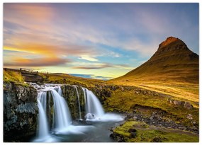 Tablou cu munții și cascade pe Islanda (70x50 cm)