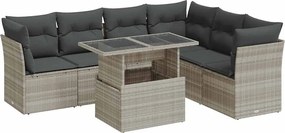 vidaXL Set canapele de grădină cu perne, 7piese gri deschis poliratan