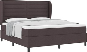 vidaXL Pat cu arcuri cu saltea Maro închis 180 x 200 cm țesătură