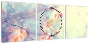 Tablou - Frunze în gheață (cu ceas) (90x30 cm)