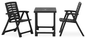 315835 vidaXL Set mobilier bistro pliabil, 3 piese, gri, plastic