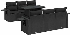 vidaXL Set canapele de grădină cu perne, 7 piese, negru, poliratan