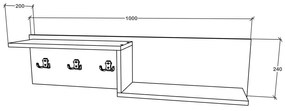 Cuieras haaus Grid, Stejar Sonoma/Alb, 100 x 20 x 24 cm