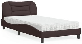 vidaXL Pat cu saltea, maro închis, 100x200 cm, textil