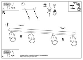 Spot ZEKE 4xGU10/40W/230V stejar Sollux SL.1031