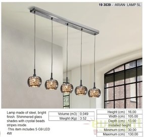 Lustra LED moderna cu 5 pendule diam.L-105cm, H-130cm, ARIAN SV-193539