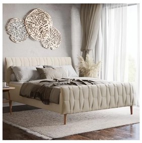 Pat tapițat FLORA 180x200 cm, fără saltea, bej