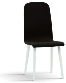 Scaun  Arianna, imitatie piele si picior metalic alb - BEJ - PIELE ECOLOGICA - ALB