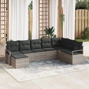 vidaXL Set de canapele pentru grădină 8 pcs Gri deschis Rattan poli