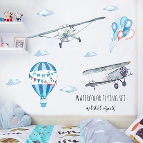 PIPPER | Autocolant de perete "Baloane și avioane 2" 71x82 cm