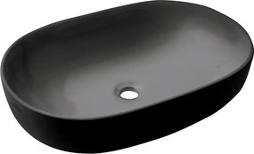 Lavoar pe blat Invena Teja oval 60 cm negru mat