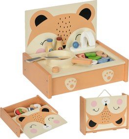 AIYAPLAY Bucătărie Jucărie pentru Copii 3-5 Ani, Mini Bucătărie cu Plită și 12 Accesorii, 31,5x23,5x25 cm, Multicoloră | Aosom Romania