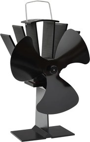 vidaXL Ventilator de sobă cu alimentare termică, 3 palete, negru
