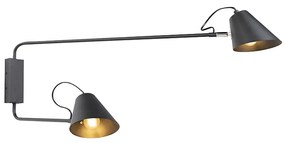 Lampa de perete de design neagra cu 2 lumini reglabile - Lune