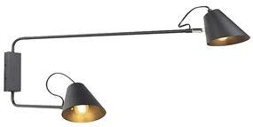 Lampa de perete de design neagra cu 2 lumini reglabile - Lune