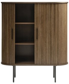 Dulap maro cu aspect de lemn de stejar cu ușă glisantă 100x118 cm Nola – Unique Furniture