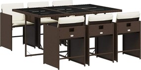 vidaXL Set mobilier de grădină cu perne, 7 piese, maro, poliratan