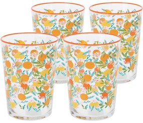 Set 4 pahare Flowers & Fruits 510 ml , portocaliu