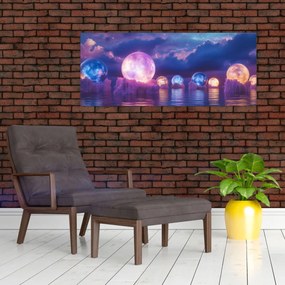 Tablou - Planete pe apă (120x50 cm)