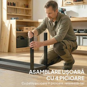 Outsunny Bancă de grădină cu 2 locuri, 130x34x43 cm, gri | Aosom Romania