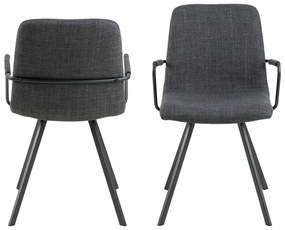 Scaune de dining gri-închis 2 buc. Selina – Actona