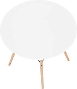 Masă de bucătărie, albă/fag, diametru 90 cm, GAMIN 2 NEW 90