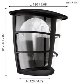 Eglo 93407 - Aplică perete exterior ALORIA 1xE27/60W/230V