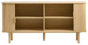 Comodă joasă cu aspect de lemn de stejar cu ușă glisantă 76x160 cm Cavo – Unique Furniture